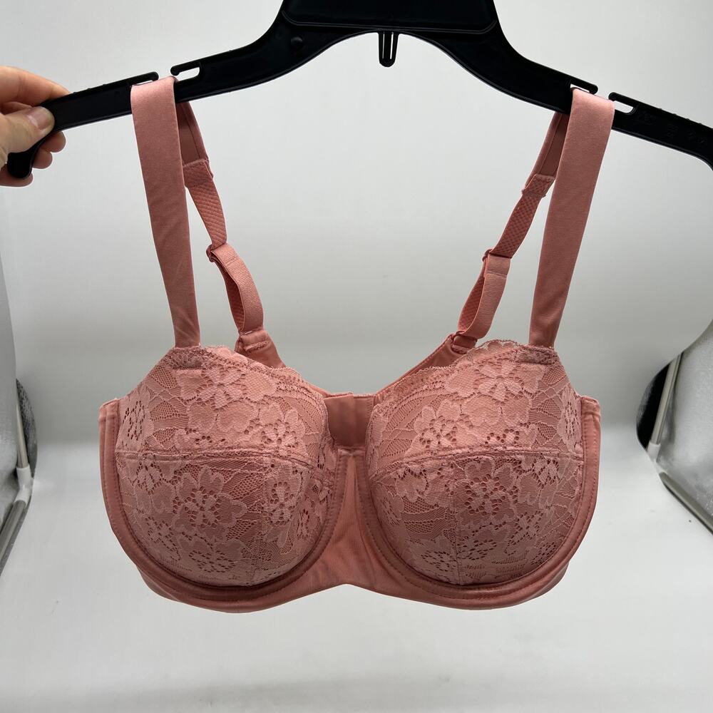 All Worthy Lace Cup Balconette Bra Rosette Size 38 D